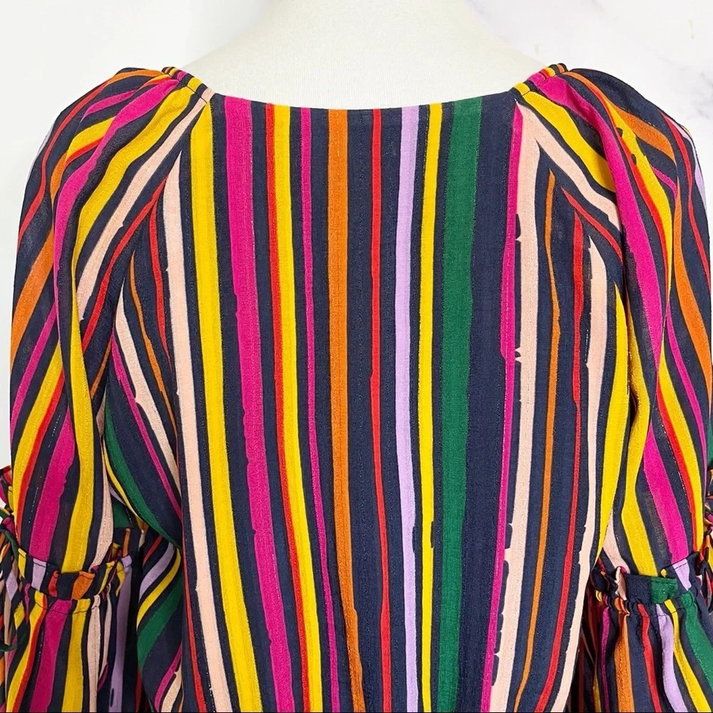 Tularosa Striped Balloon Sleeve Peplum Top - Picture 7 of 11